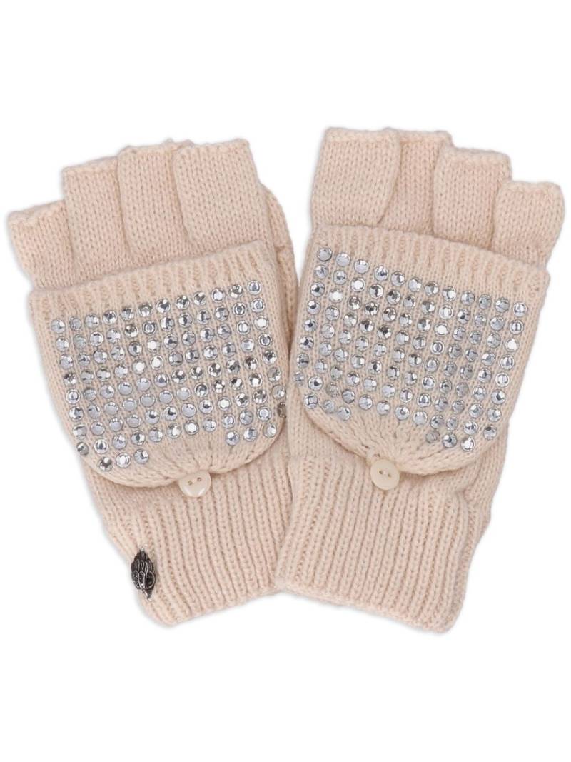 Kurt Geiger London crystal-embellished eagle gloves - Neutrals von Kurt Geiger London