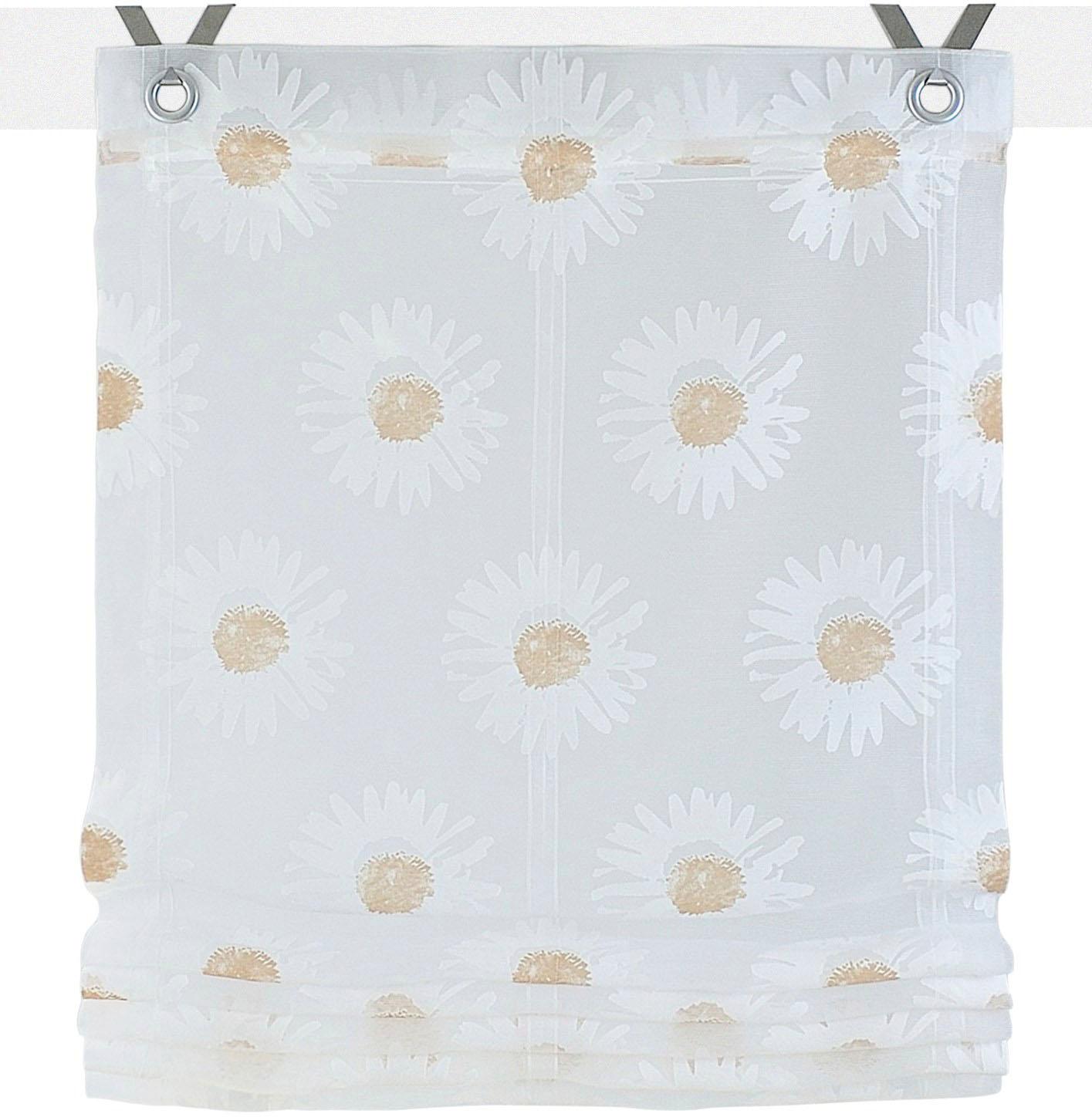 Kutti Raffrollo »Daisy«, mit Hakenaufhängung, ohne Bohren, freihängend, transparent, Organza, bedruckt, Blumen. Floral, mit Edelstahlhaken Kutti Raffrollo »Daisy«, mit Hakenaufhängung, ohne Bohren, freihängend, transparent, Organza, bedruckt, Blumen. Floral, mit Edelstahlhaken von Kutti