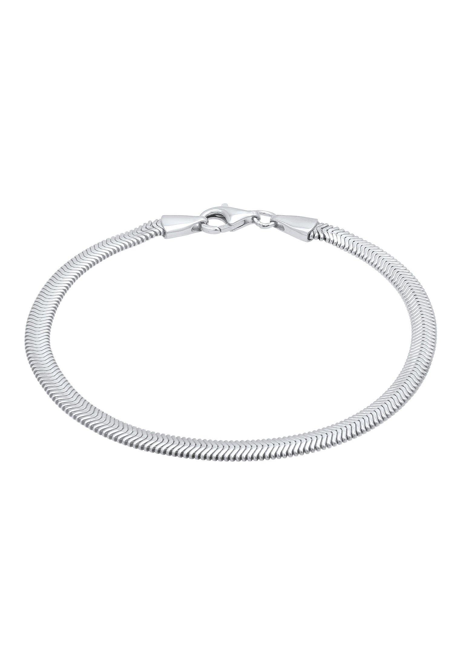 Armband Flach Elegant Schlangenkette Fischgräte 925 Silber Damen Silber 19cm von Kuzzoi