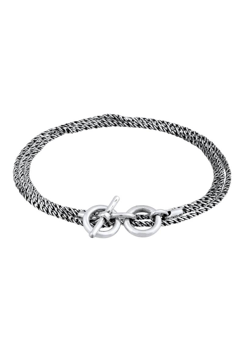 Armband Männer Kordelkette T-bone Oxidiert Damen Taubengrau 19cm von Kuzzoi