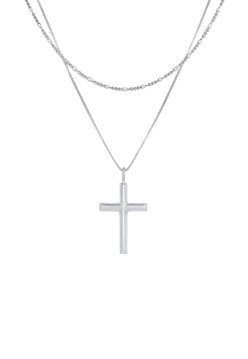 Halskette Layer Kreuz Religion 925 Silber Damen Silber 50 CM von Kuzzoi