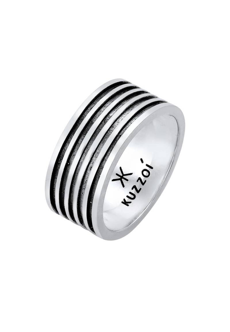 Ring Bandring Massiv Rillen 925 Silber Damen Taubengrau 64mm von Kuzzoi