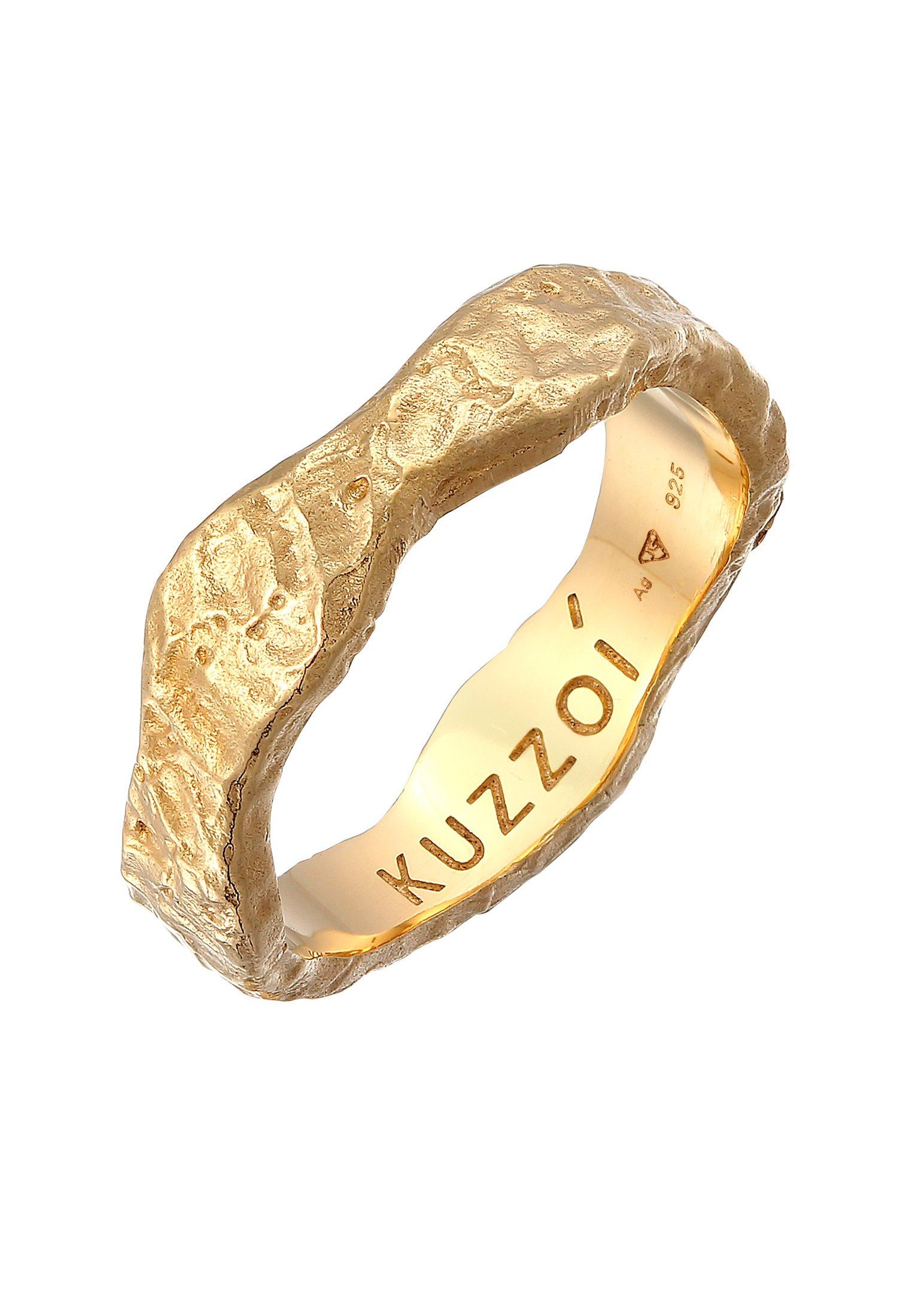 Ring Bandring Organic Struktur 925 Silber Damen Gold 60mm von Kuzzoi