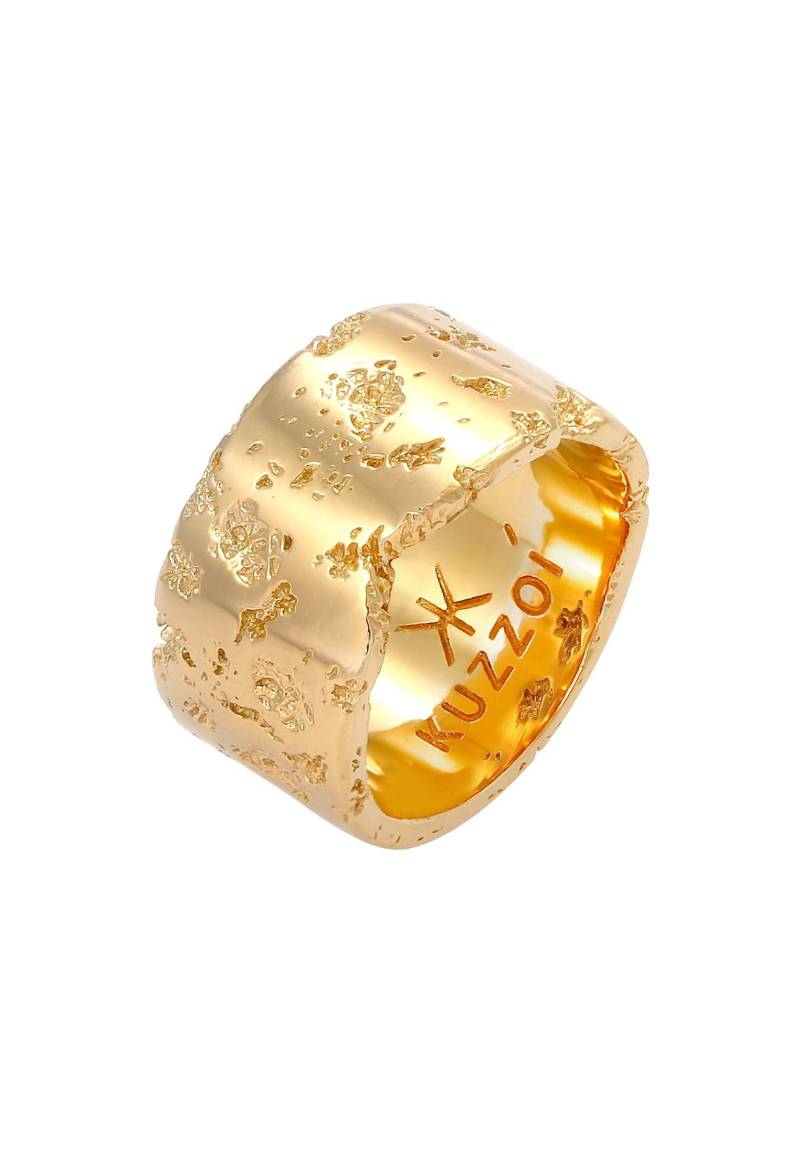 Ring Bandring Rustikal Robuster Look 925 Silber Damen Gold 62mm von Kuzzoi