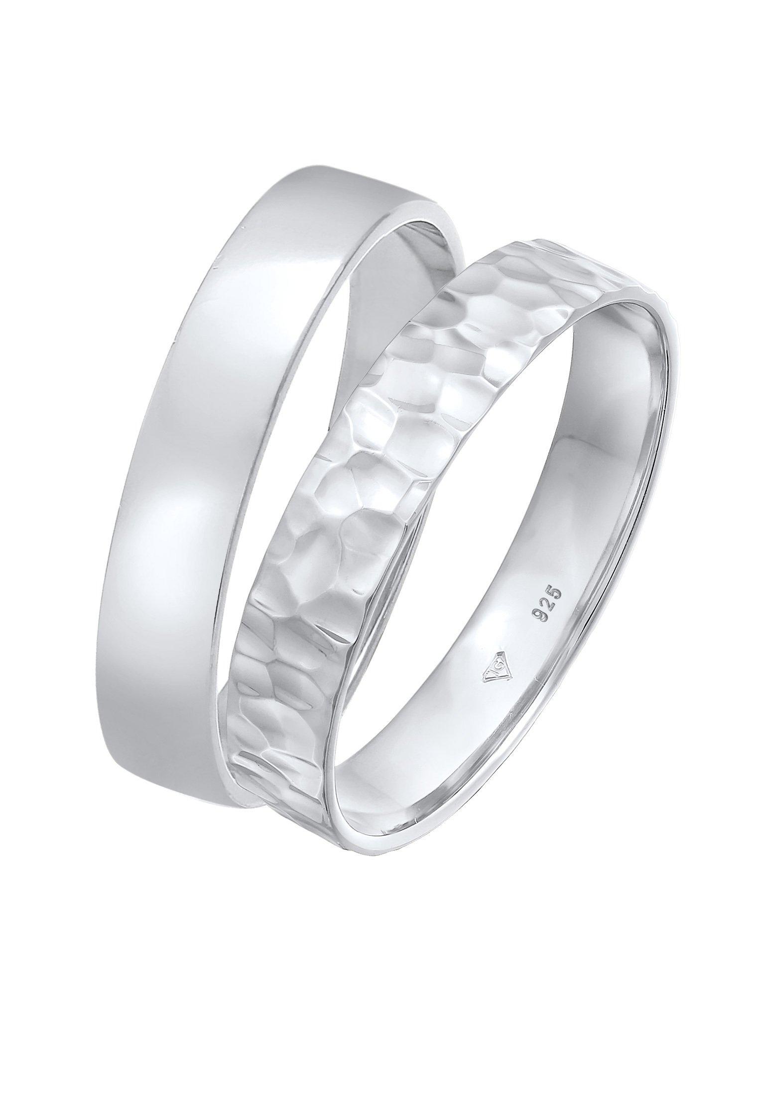 Ring Ring Set Basic Gehämmert 925 Silber Damen Silber 54mm von Kuzzoi