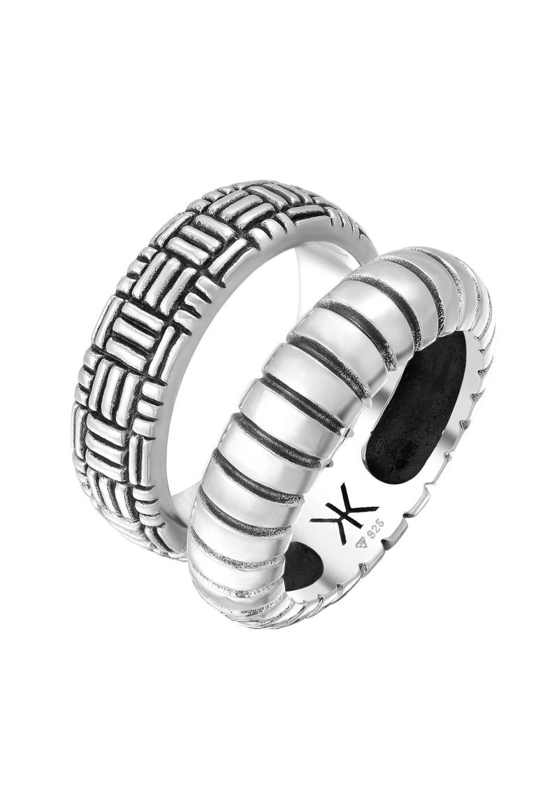 Ring Set Bandring Vintage Oxidiert 925 Silber Damen Silber 60mm von Kuzzoi