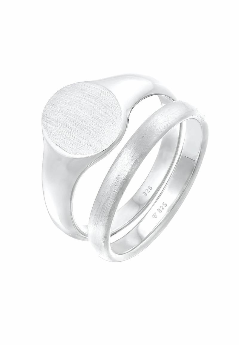 Ring Siegelring Basic Bandring 2er Set 925 Silber Damen Silber 56mm von Kuzzoi