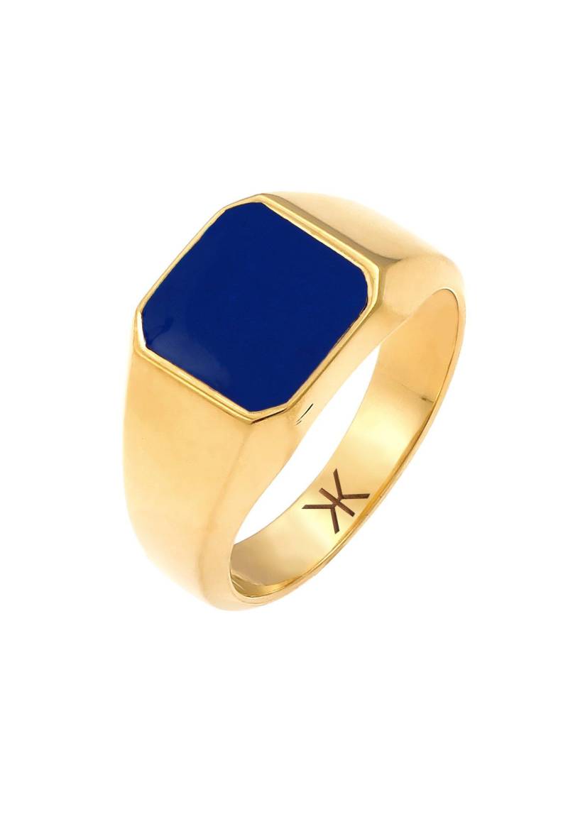 Ring Siegelring Emaille Blau Basic 925 Silber Damen Gold 56mm von Kuzzoi