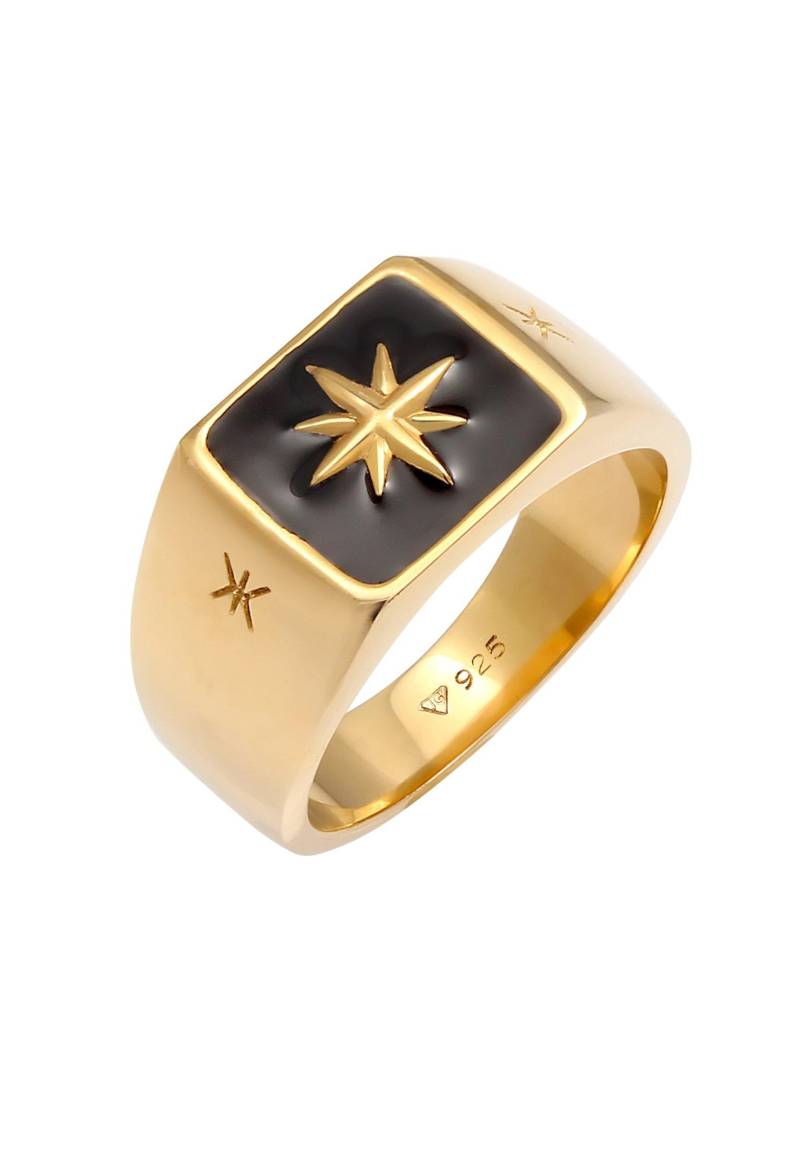 Ring Siegelring Emaille Stern Basic 925 Silber Damen Gold 66mm von Kuzzoi