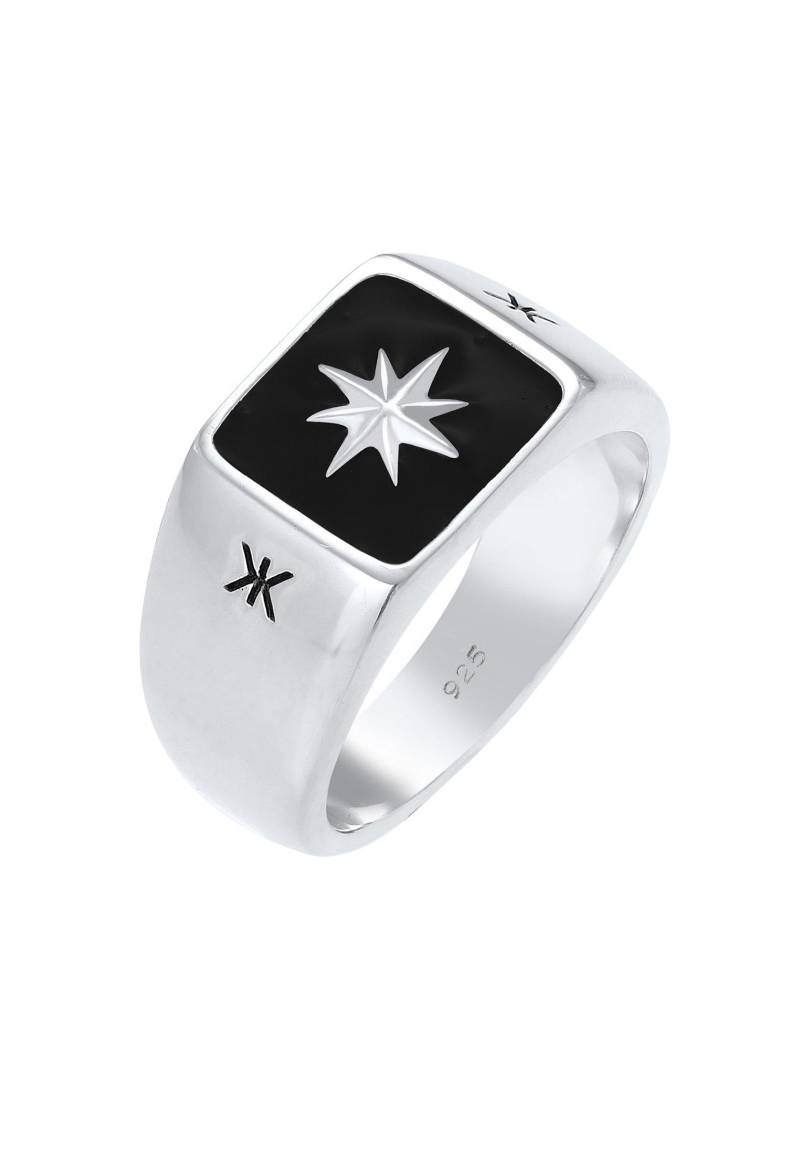 Ring Siegelring Emaille Stern Basic 925 Silber Damen Silber 56mm von Kuzzoi