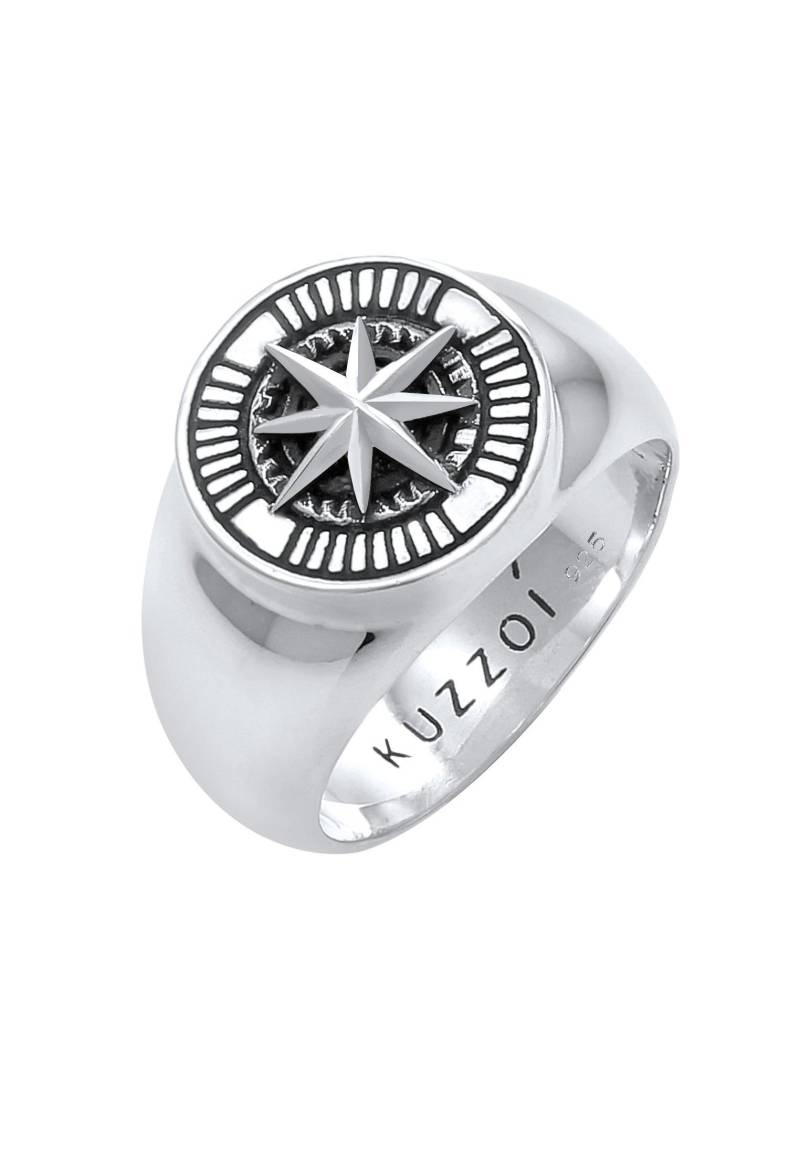 Ring Siegelring Kompass Maritim 925 Silber Damen Silber 66mm von Kuzzoi