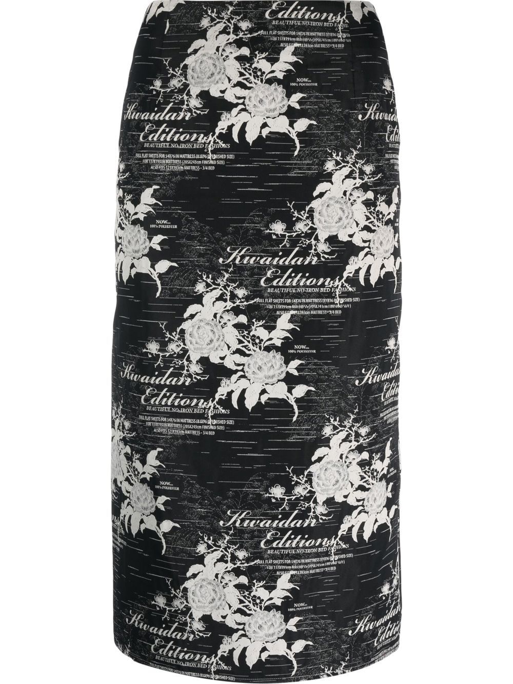 Kwaidan Editions floral logo-print pencil skirt - Black von Kwaidan Editions