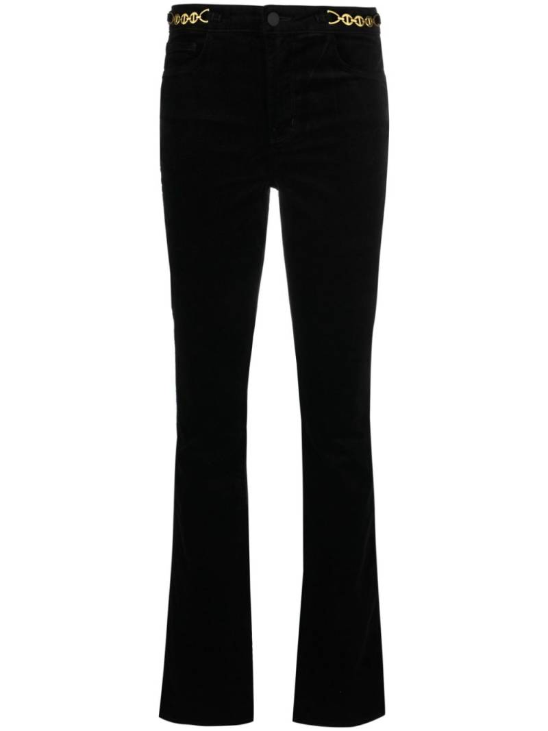 L'Agence Stevie chain-link flared velvet trousers - Black von L'Agence