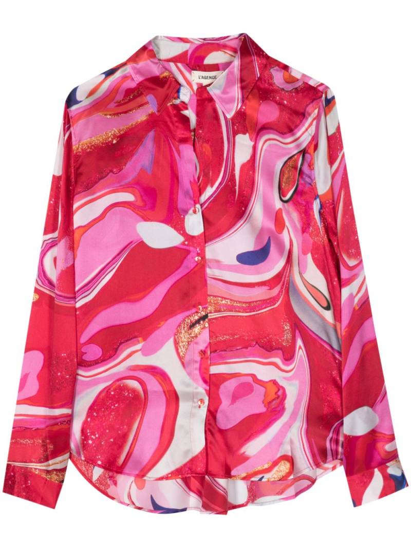 L'Agence Tyler abstract-pattern silk shirt - Red von L'Agence