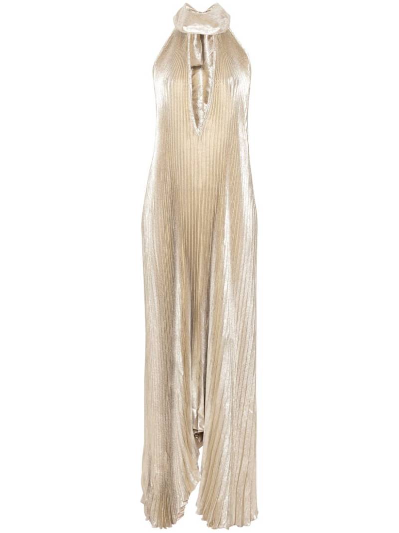 L'IDÉE Opera metallic plissé maxi dress - Gold von L'IDÉE