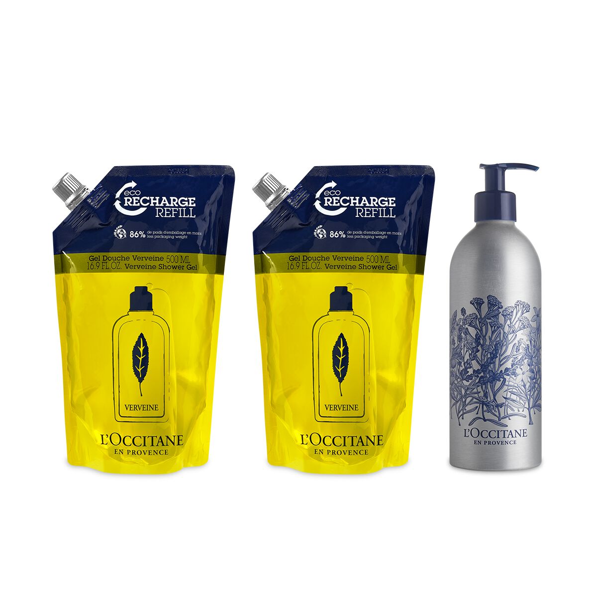 Trio recharges Gel Douche Verveine et sa bouteille en aluminum - L'Occitane en Provence von L'Occitane en Provence