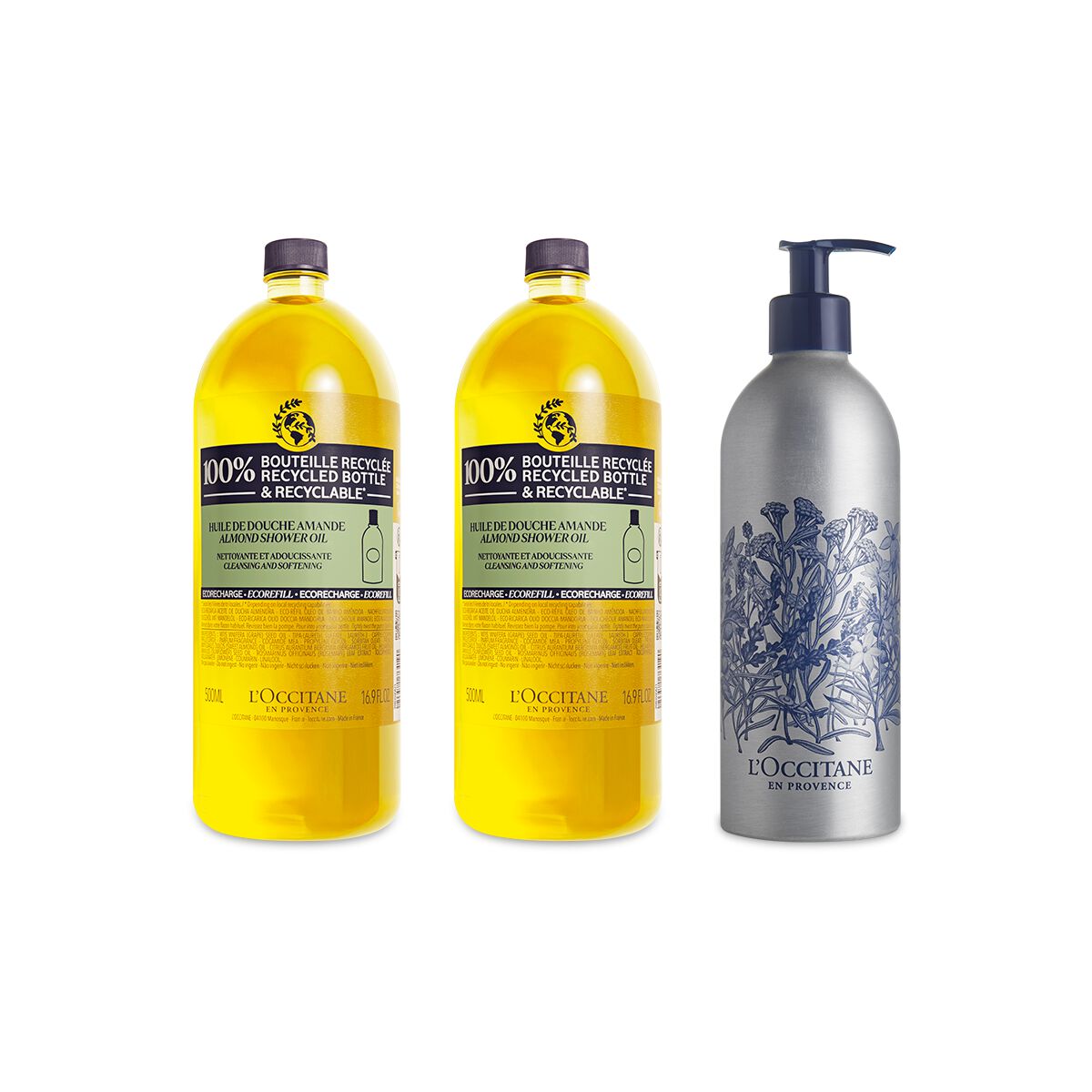 Trio recharges Huile de Douche Amande et sa bouteille en aluminum - L'Occitane en Provence von L'Occitane en Provence