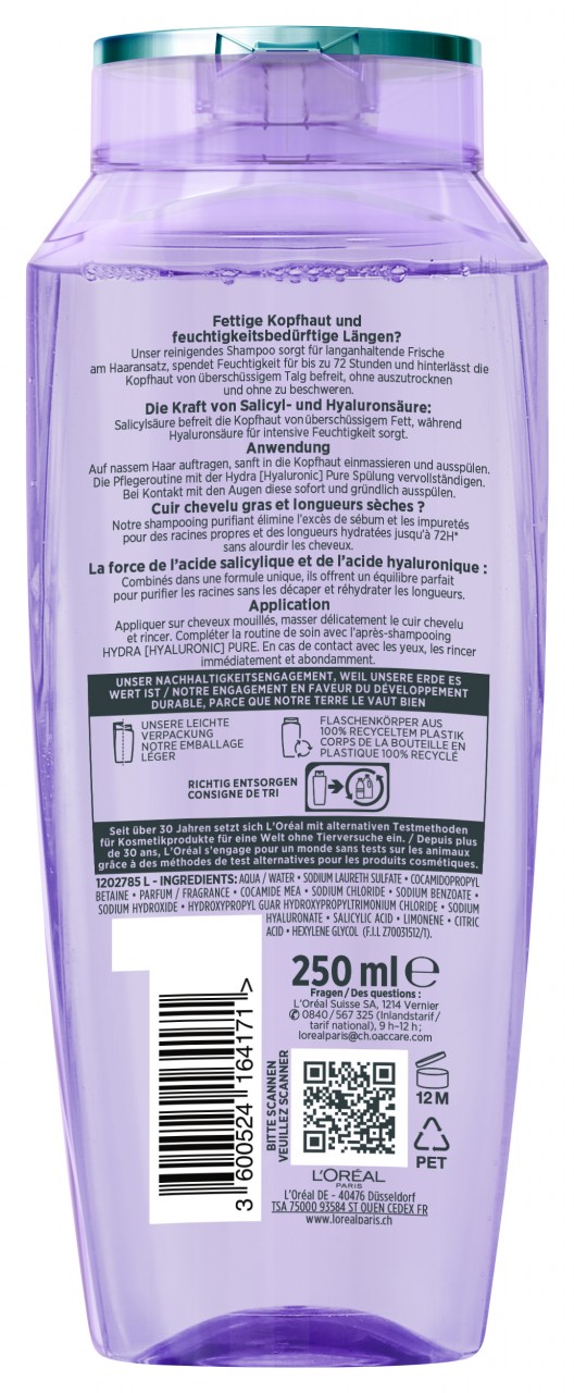 LOréal Elseve Haircare - Hydra Hyaluronic Pure 72h Entfettendes Shampoo LOréal Elseve Haircare - Hydra Hyaluronic Pure 72h Entfettendes Shampoo von L'Oréal Paris
