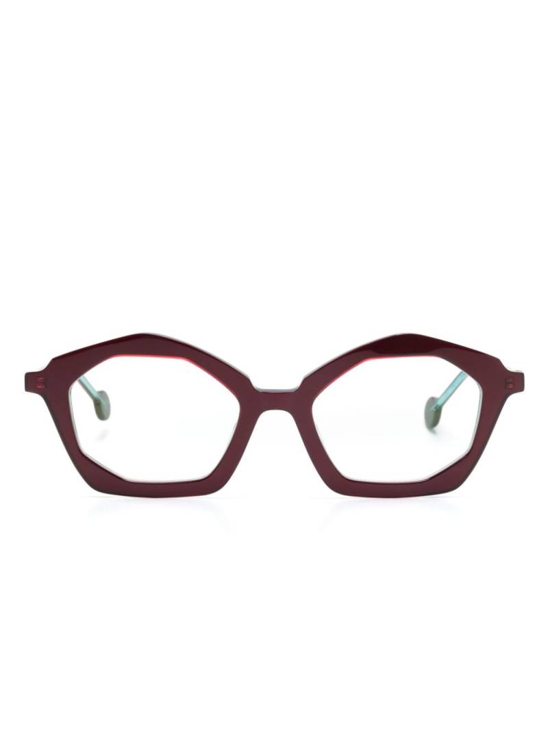 L.A. EYEWORKS Bucatini geometric-frame glasses - Red von L.A. EYEWORKS