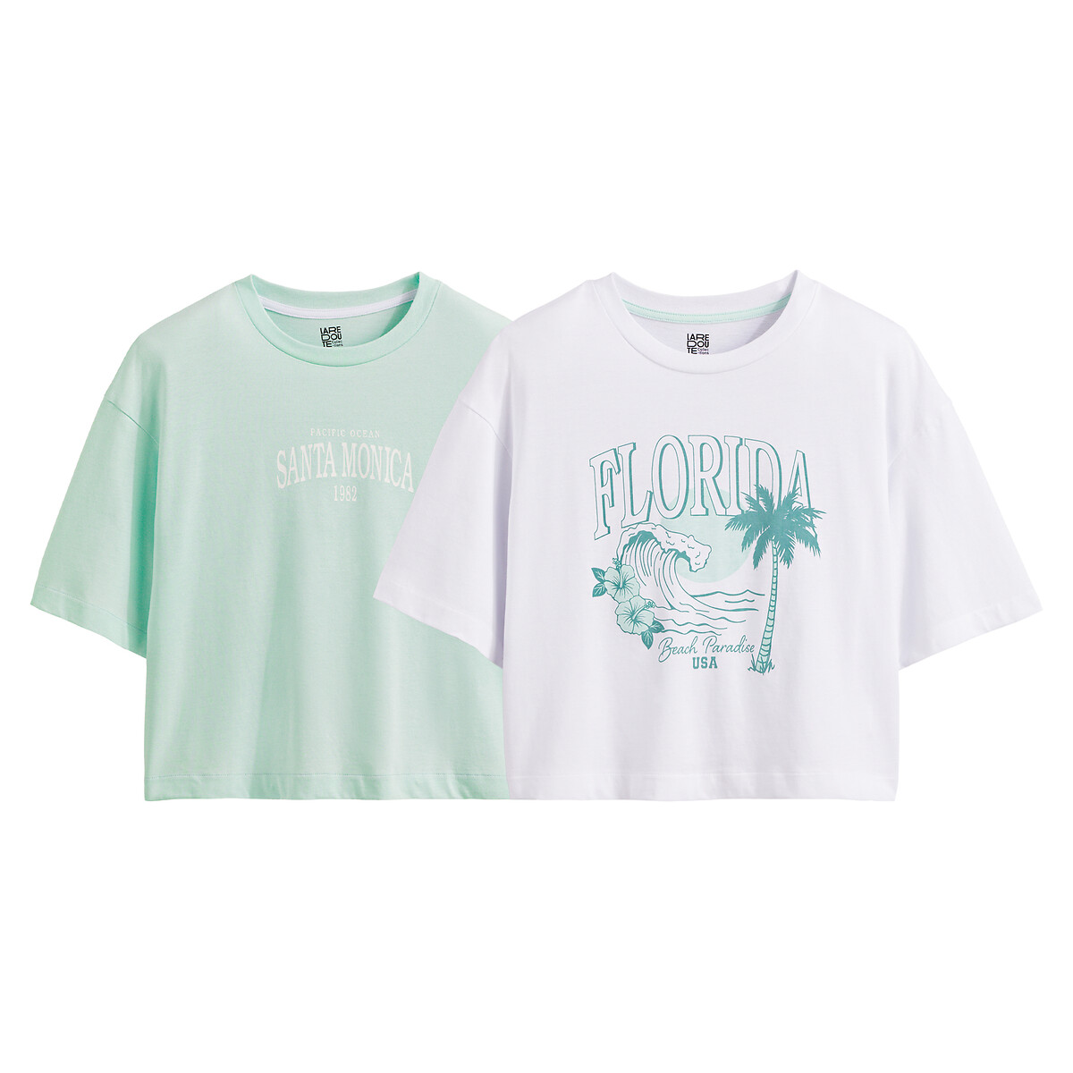 2er-Pack Cropped Shirts mit sommerlichem Campus-Motiv von LA REDOUTE COLLECTIONS