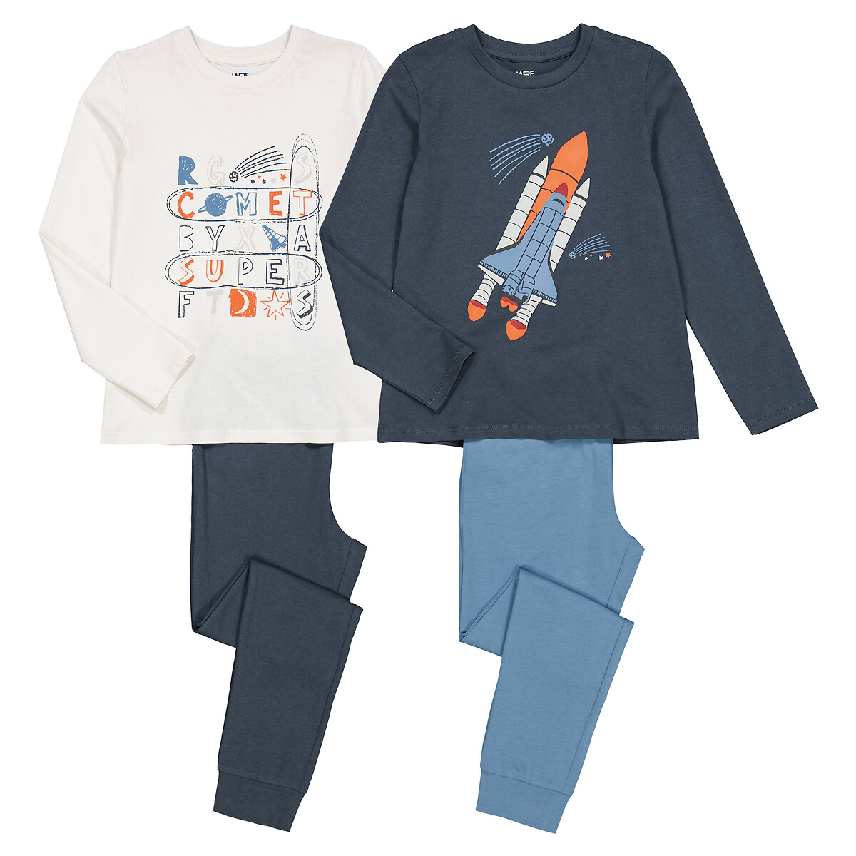 2er-Pack Pyjamas, Raketen und Messageprint von LA REDOUTE COLLECTIONS