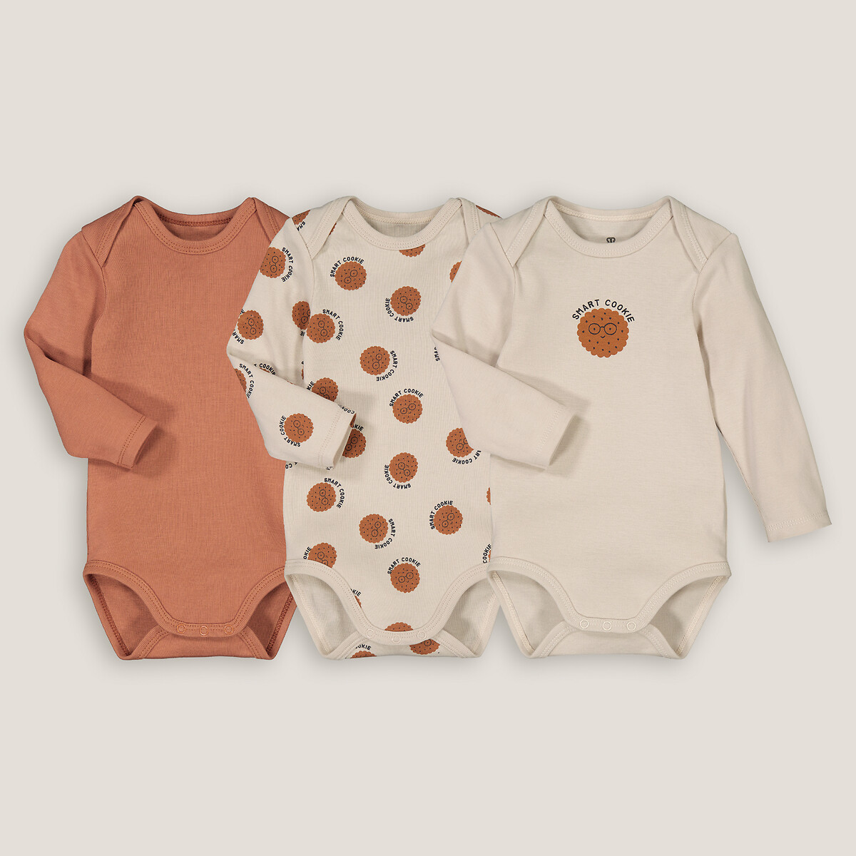 3er-Pack Langarm-Bodys mit Cookie-Motiven von LA REDOUTE COLLECTIONS