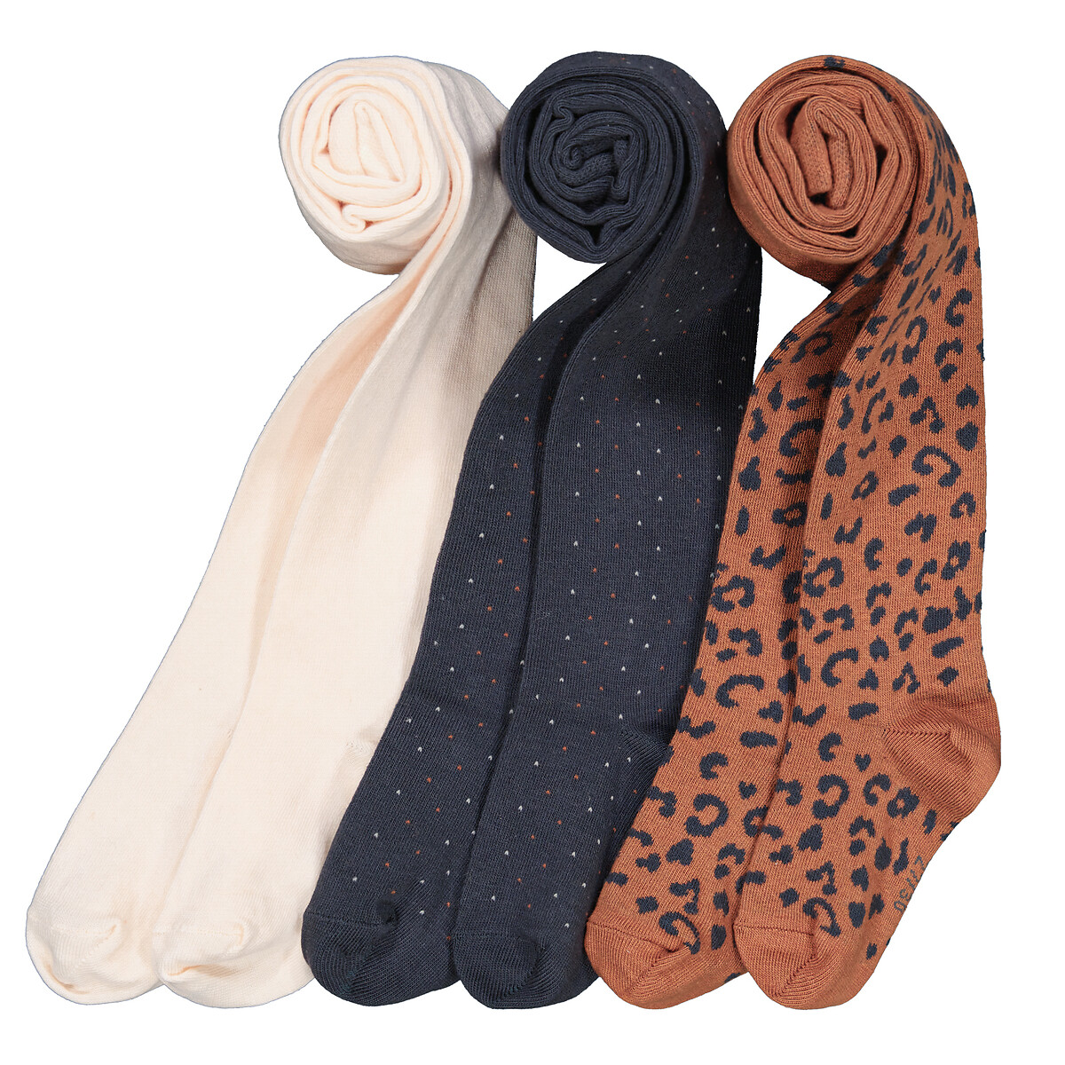 3er-Pack Strumpfhosen, uni + getupft + Leoprint von LA REDOUTE COLLECTIONS