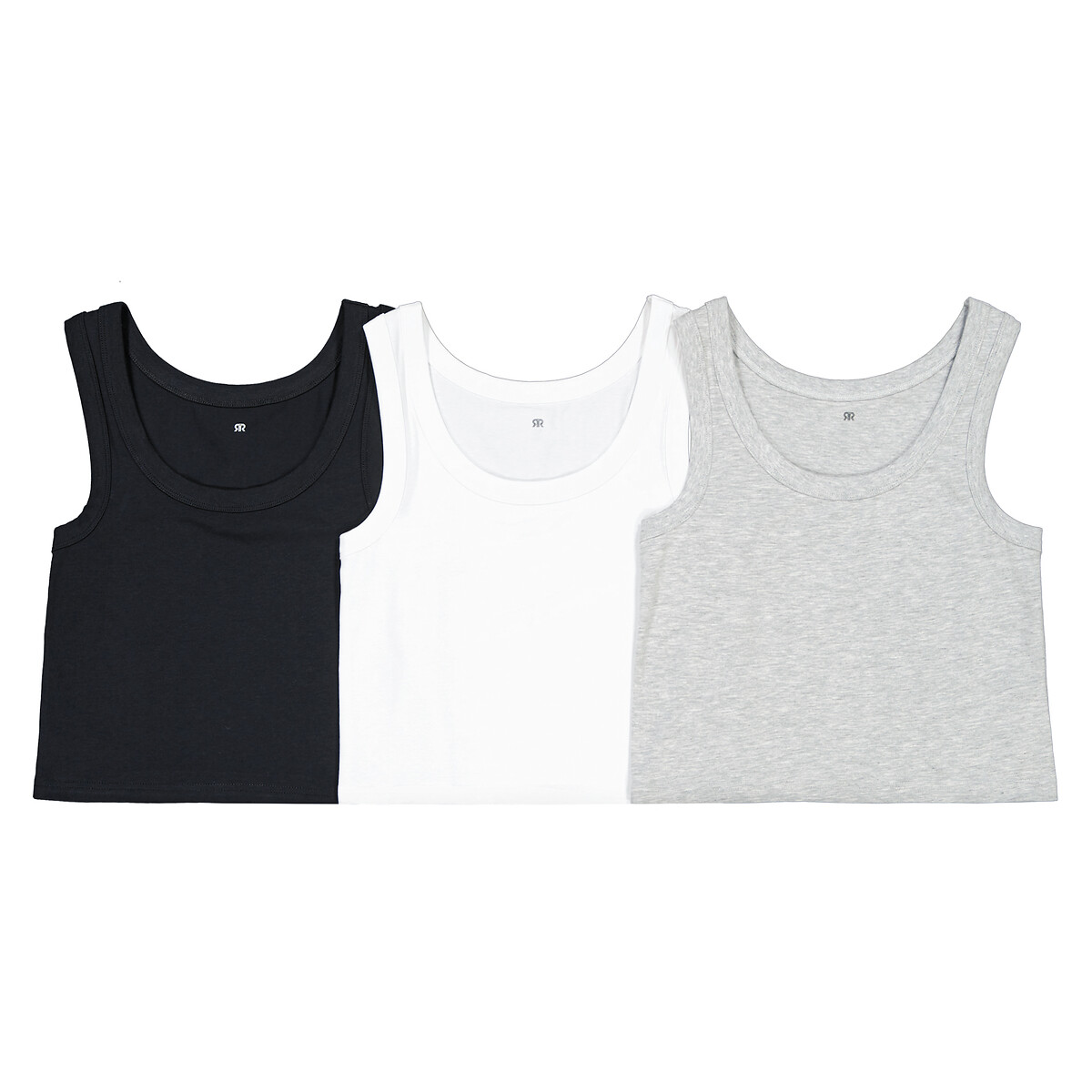 3er-Pack Cropped-Tops, uni, Baumwolle von LA REDOUTE COLLECTIONS