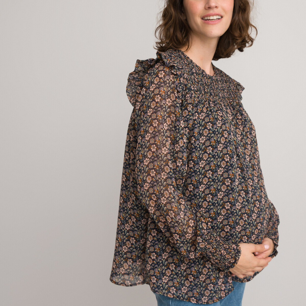 Geblümte Umstandsbluse mit Volants von LA REDOUTE COLLECTIONS