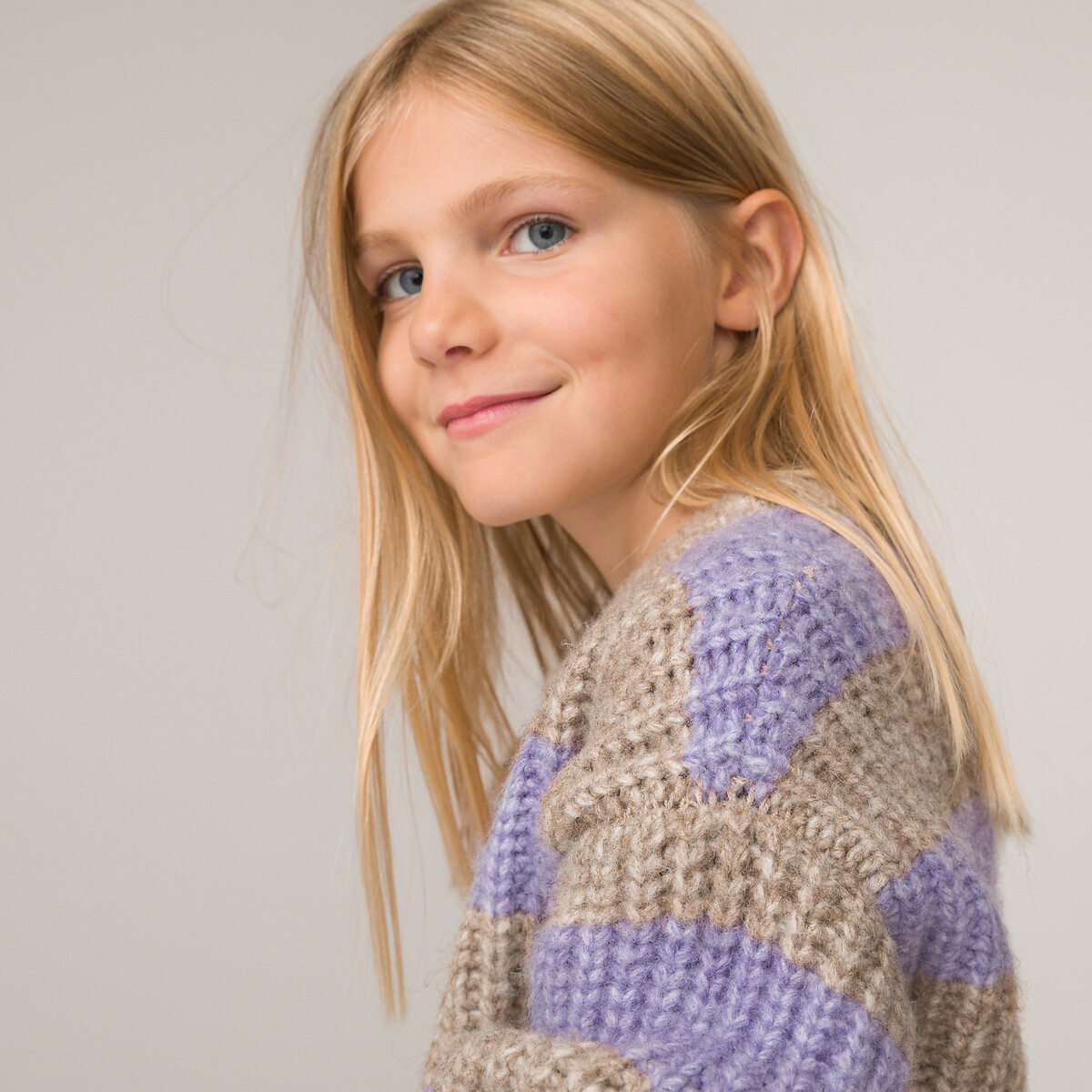 Gestreifter Pullover mit rundem Ausschnitt, rustikaler Strick von LA REDOUTE COLLECTIONS