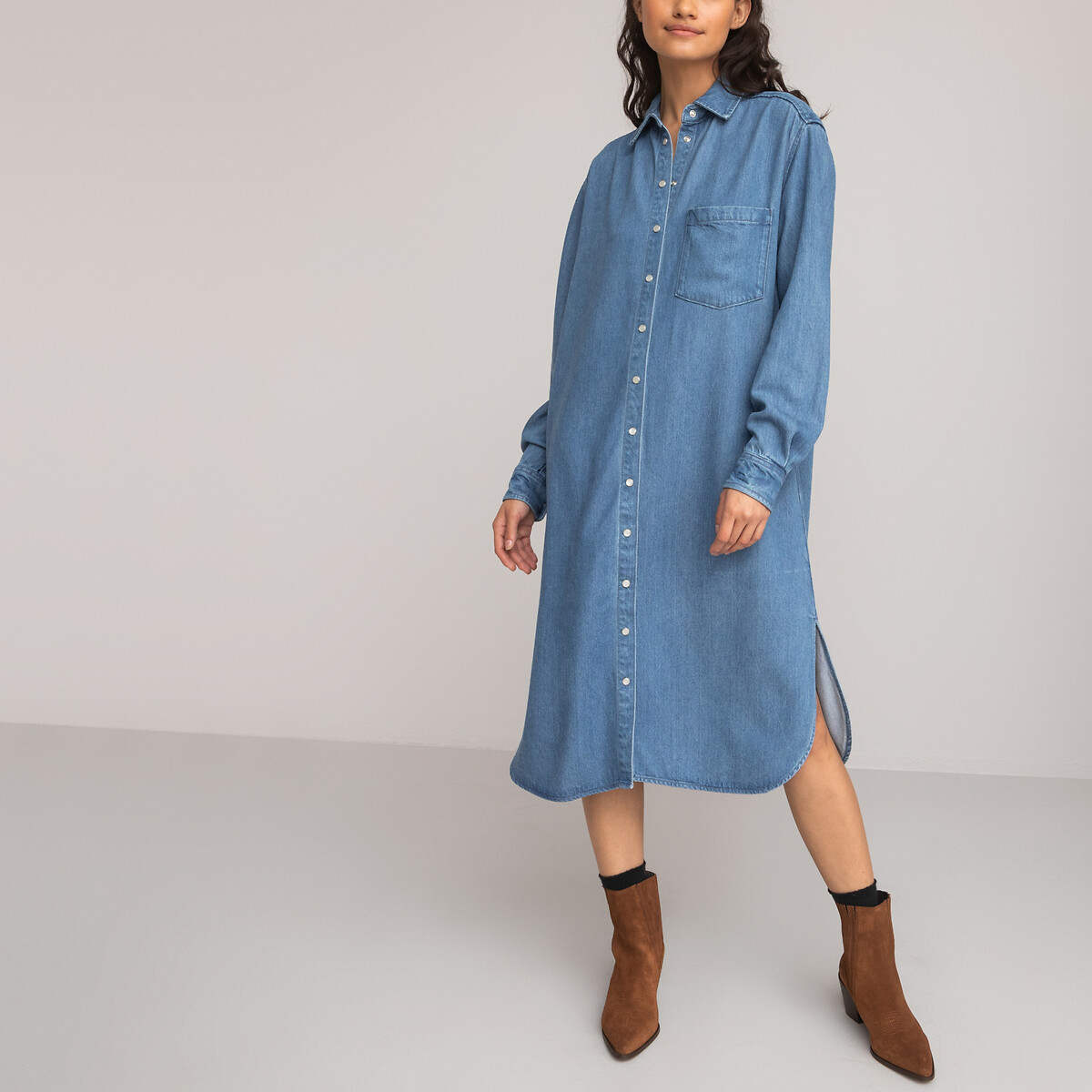 Midi-Jeanskleid mit langen Ärmeln von LA REDOUTE COLLECTIONS