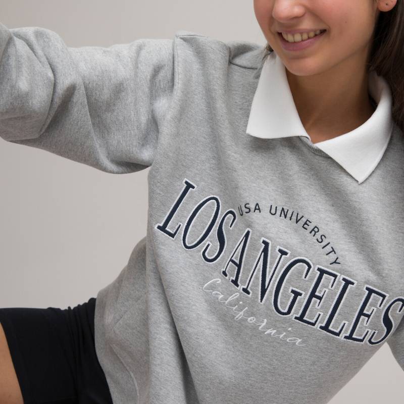 Oversized-Sweatshirt mit Polokragen und Stickerei vorne von LA REDOUTE COLLECTIONS