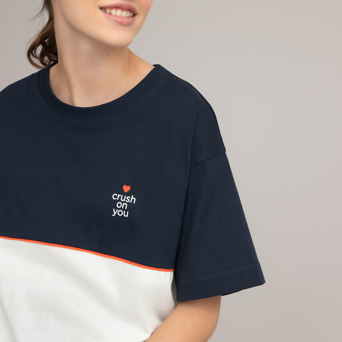T-Shirt im Colorblock-Design, weite Cropped-Form, 10-18 Jahre von LA REDOUTE COLLECTIONS