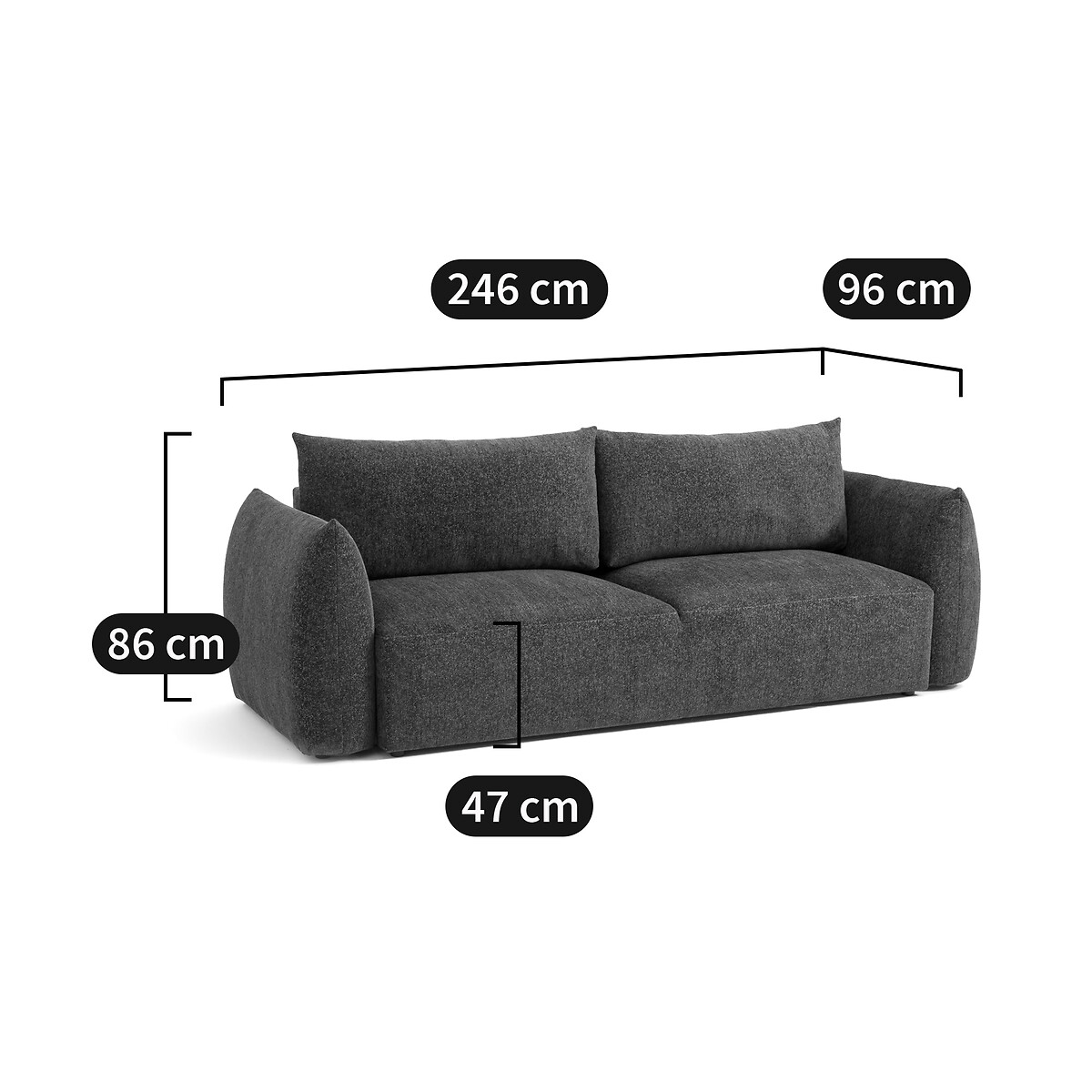 3-Sitzer-Schlafsofa Edith, Strukturgewebe von LA REDOUTE INTERIEURS