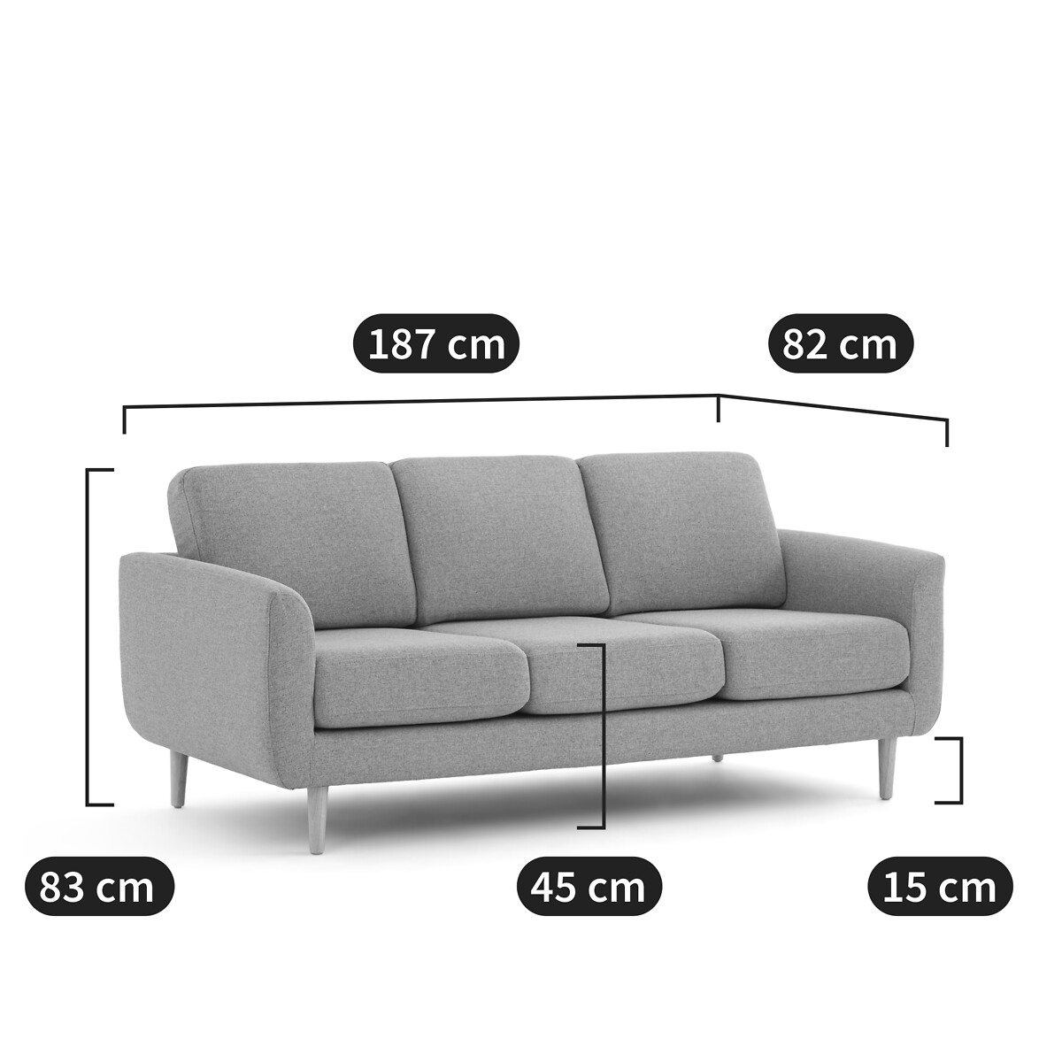 3-Sitzer-Sofa Jimi , Strukturgewebe von LA REDOUTE INTERIEURS