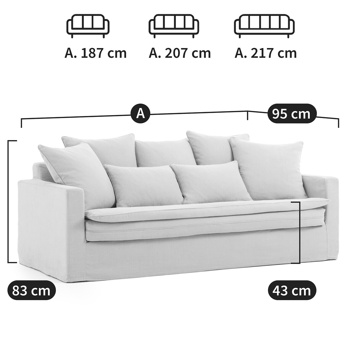 Sofa Beth, 3-, 4- oder 5-Sitzer, Baumwolle/Leinen von LA REDOUTE INTERIEURS