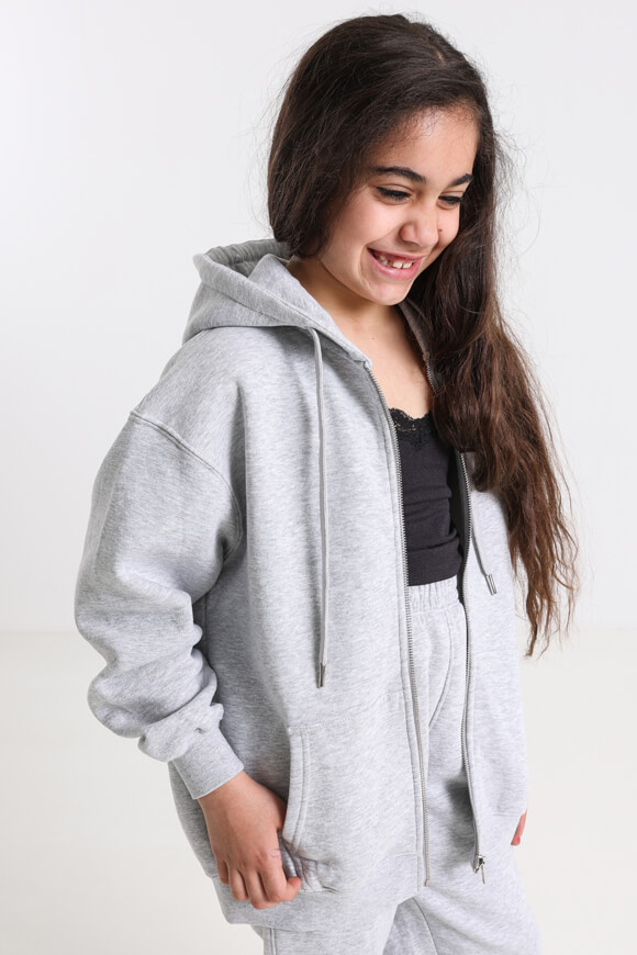 LA SHADY GIRLS Oversize Kapuzensweatjacke | Grau meliert | Mädchen  | 12