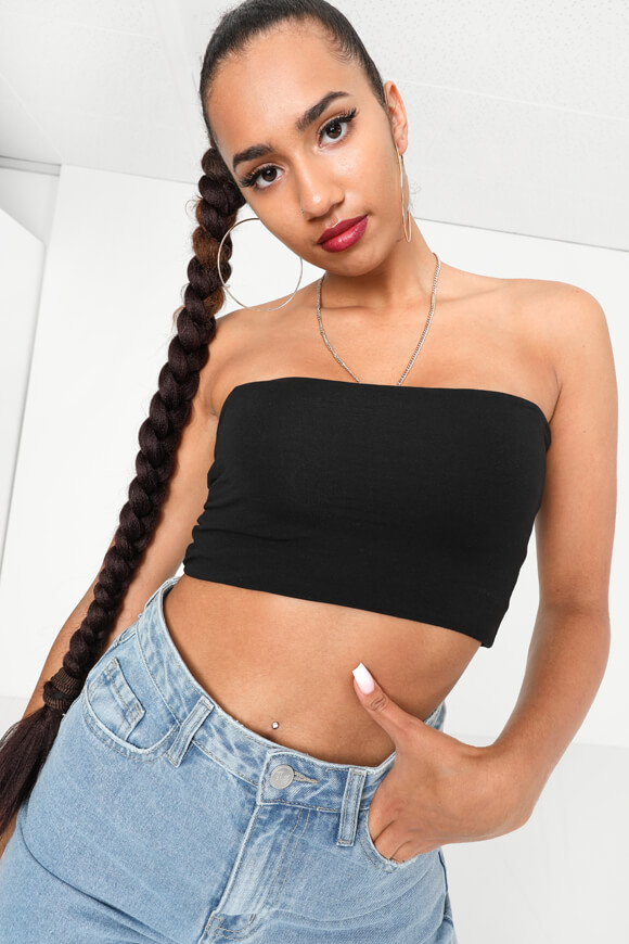 LA SHADY Bandeau Crop Top | Schwarz | Damen  | M von LA SHADY