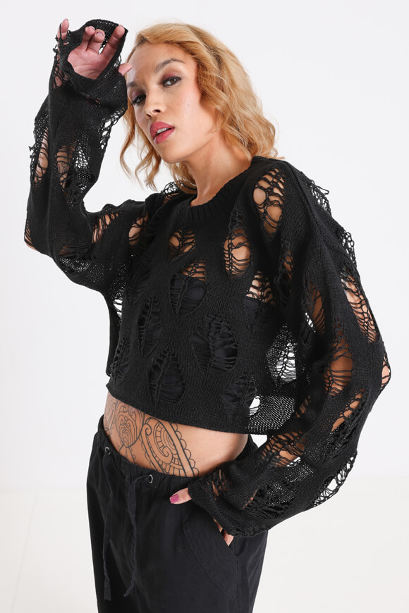 LA SHADY Crop Häkelpullover | Schwarz | Damen | L LA SHADY Crop Häkelpullover | Schwarz | Damen | L von LA SHADY