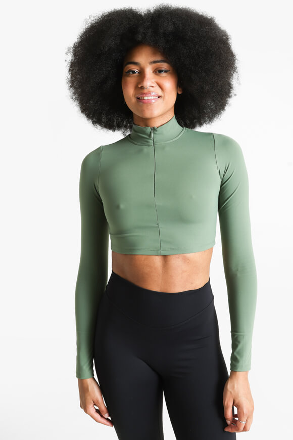 LA SHADY Crop Langarmshirt | Olive | Damen  | L von LA SHADY