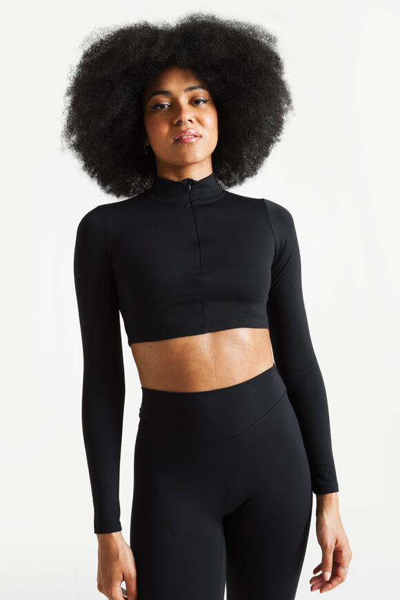 LA SHADY Crop Langarmshirt | Schwarz | Damen  | L von LA SHADY