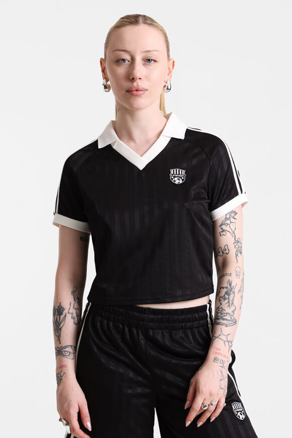 LA SHADY Crop Poloshirt | Schwarz | Damen  | L von LA SHADY