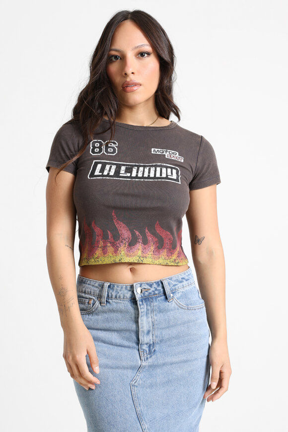 LA SHADY Crop T-Shirt | Dunkelgrau Gewaschen | Damen  | M von LA SHADY