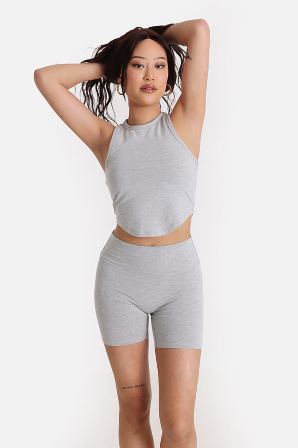 LA SHADY Crop Top | Grau meliert | Damen  | XS von LA SHADY