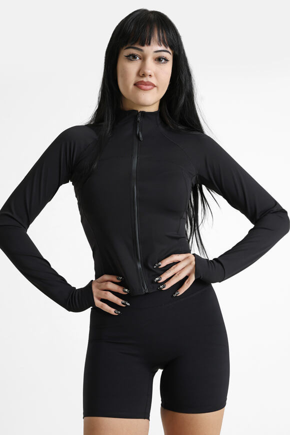 LA SHADY Crop Trainingsjacke | Schwarz | Damen  | L von LA SHADY