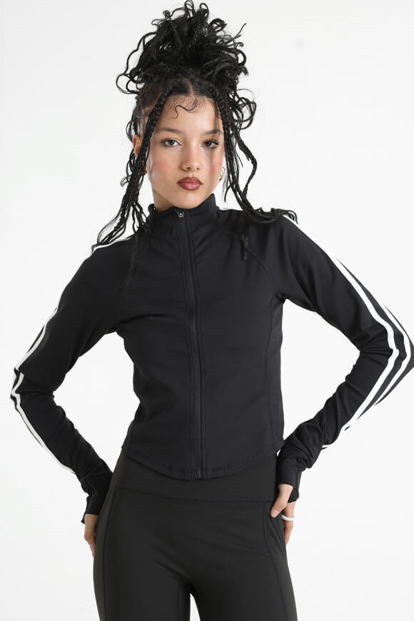 LA SHADY Crop Trainingsjacke | Schwarz + Weiss | Damen  | L von LA SHADY