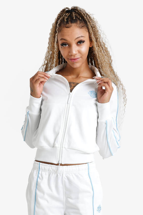 LA SHADY Crop Trainingsjacke | Weiss + Hellblau | Damen  | S von LA SHADY