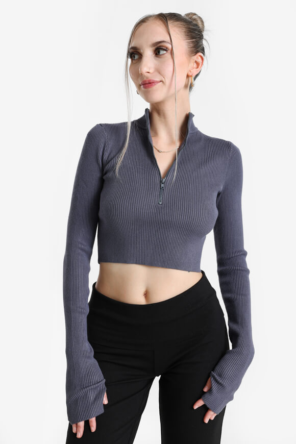 LA SHADY Gerippter Feinstrickpullover | Anthrazit | Damen  | L von LA SHADY