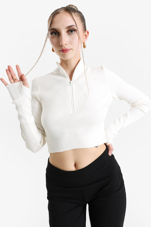 LA SHADY Gerippter Feinstrickpullover | Offwhite_1 | Damen  | L von LA SHADY