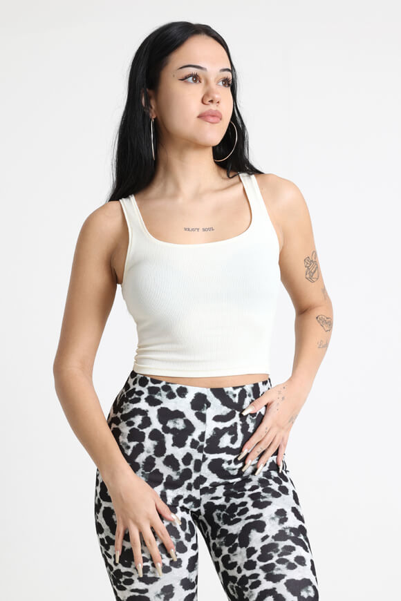 LA SHADY Geripptes Crop Tanktop | Offwhite | Damen  | L von LA SHADY